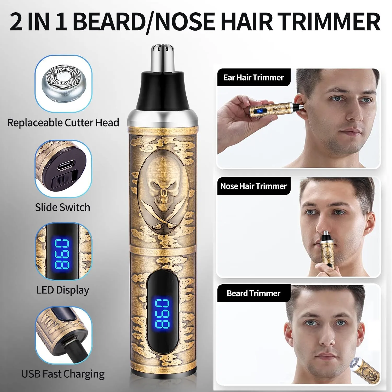 Roziapro Professional Hair Clippers for Men, Hair Trimmer for Men Haircut Cordless Hair Clippers Set with Rechargeable Nose Hair Trimmer, Gifts for Men (Gold)