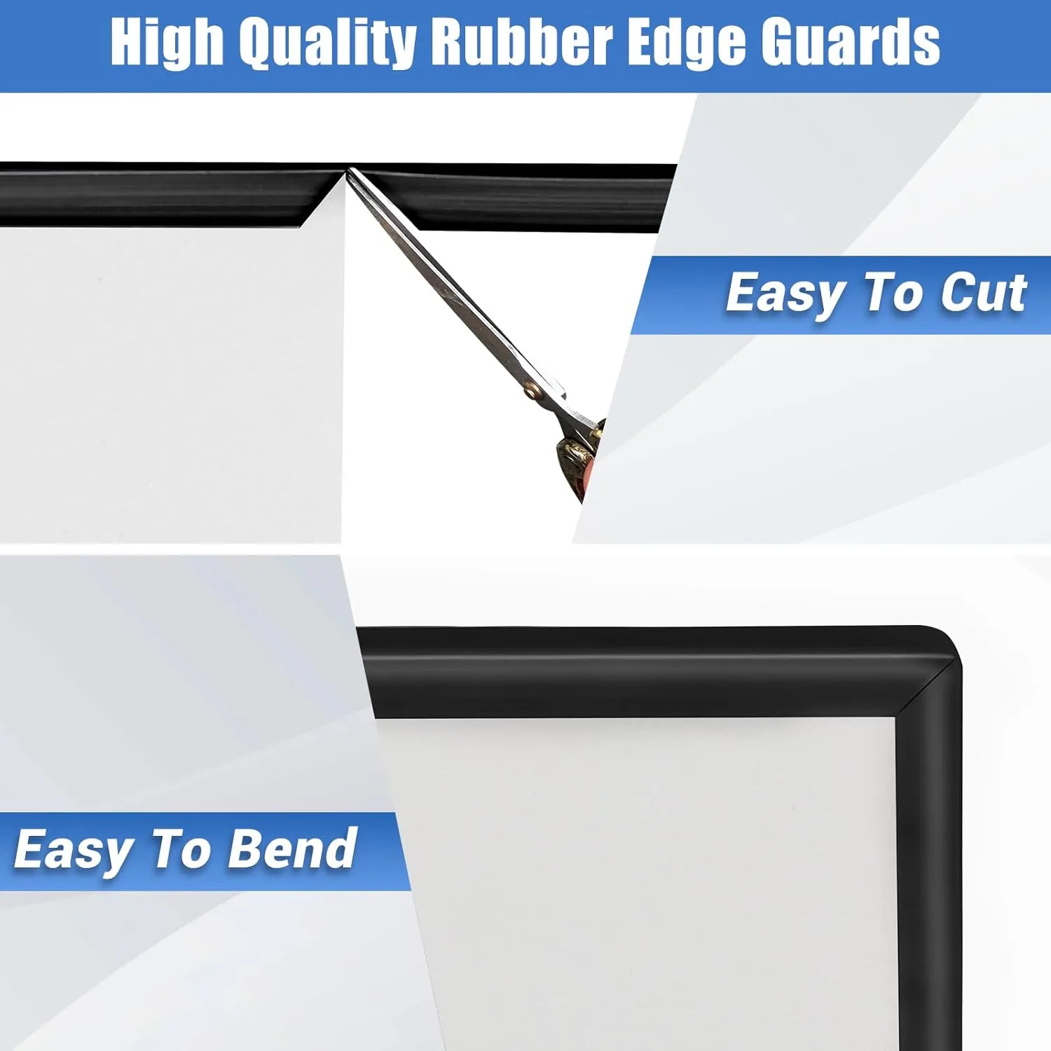 Rubber Edge Trim, Self-Adhesive U Channel Edge Protector for Plywood, Cabinet, 3/8" Wood Edge Banding, Flexible Furniture Repair, EPDM Material, Fit 3/8"(10mm), Length 20Ft, Black Color