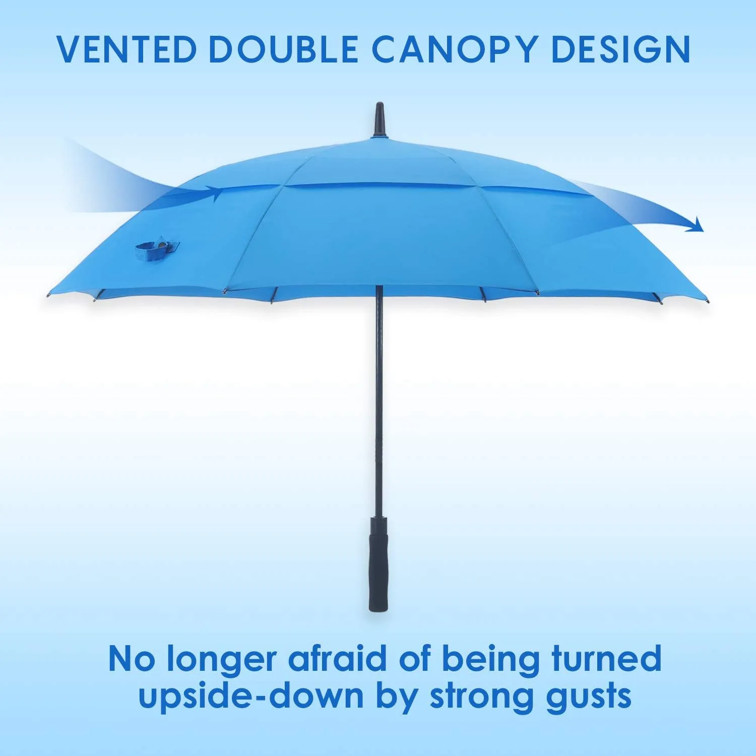 RUMBRELLA 55/62 Inch UV Golf Umbrella Large Oversize Double Canopy Vented Windproof Auto Open Stick Umbrella