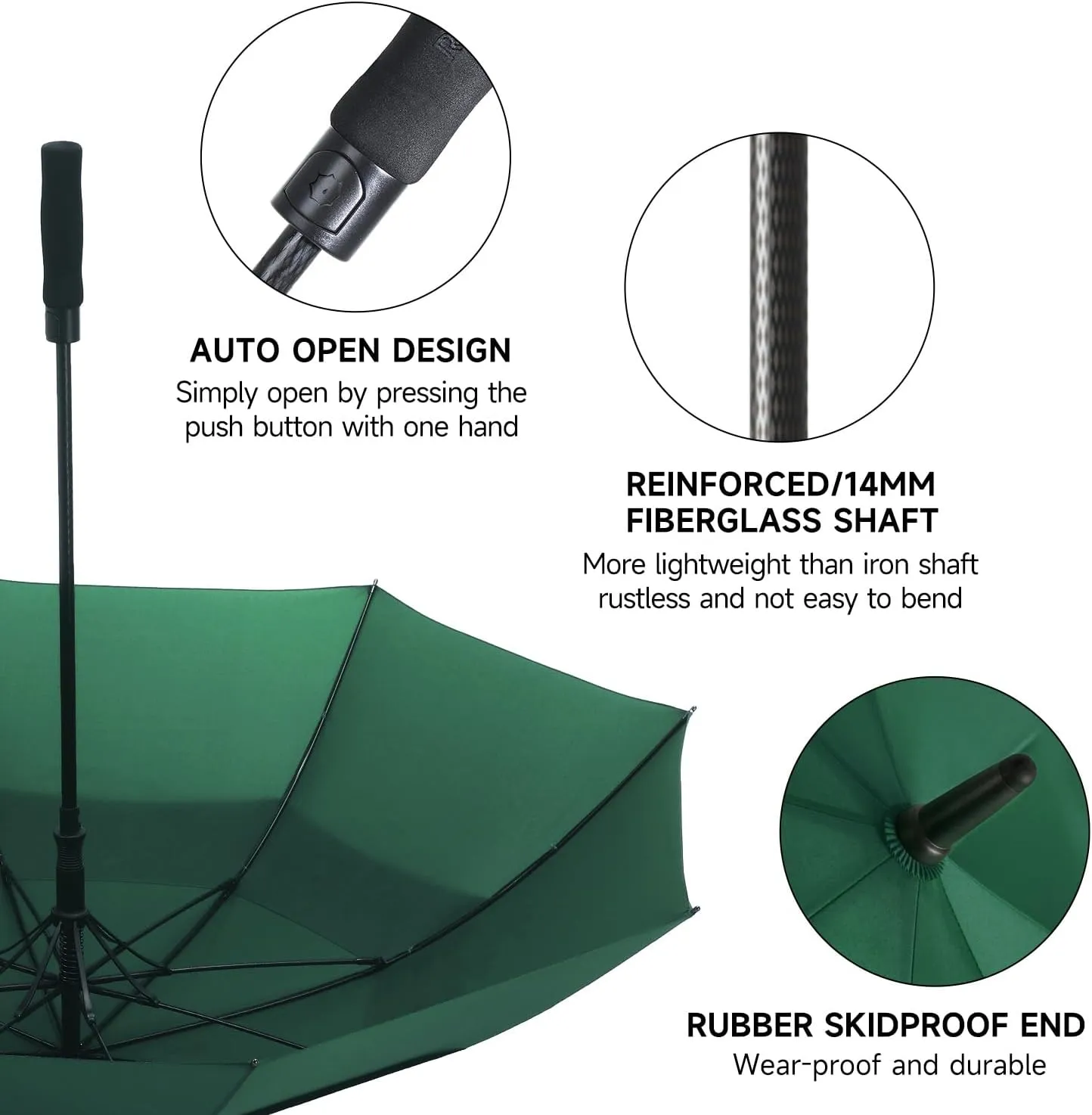 RUMBRELLA 55/62 Inch UV Golf Umbrella Large Oversize Double Canopy Vented Windproof Auto Open Stick Umbrella