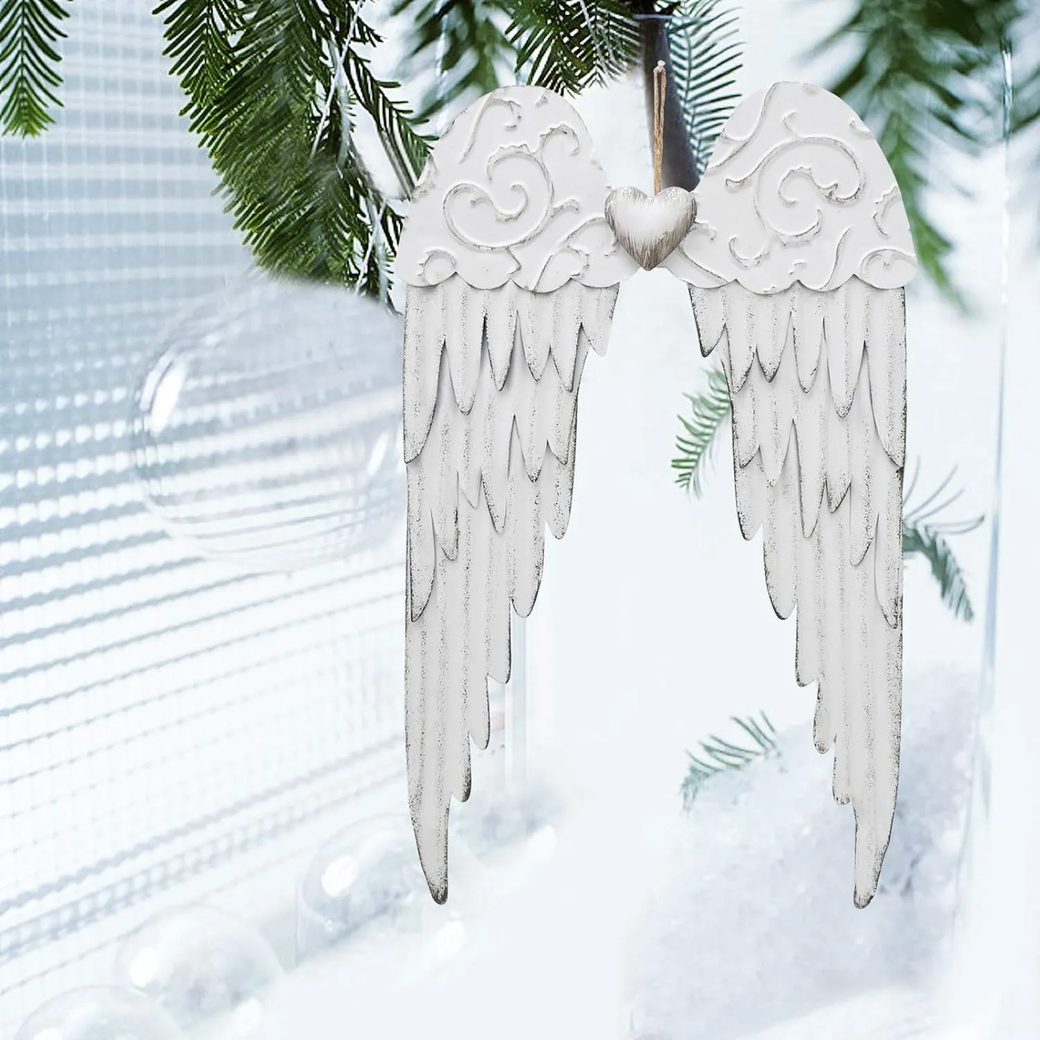 Rustic Metal Angel Wing Wall Sculpture Hanging Wings Wall Art Decor for Bathroom, Bedroom, Living Room Memorial Sympathy Gift