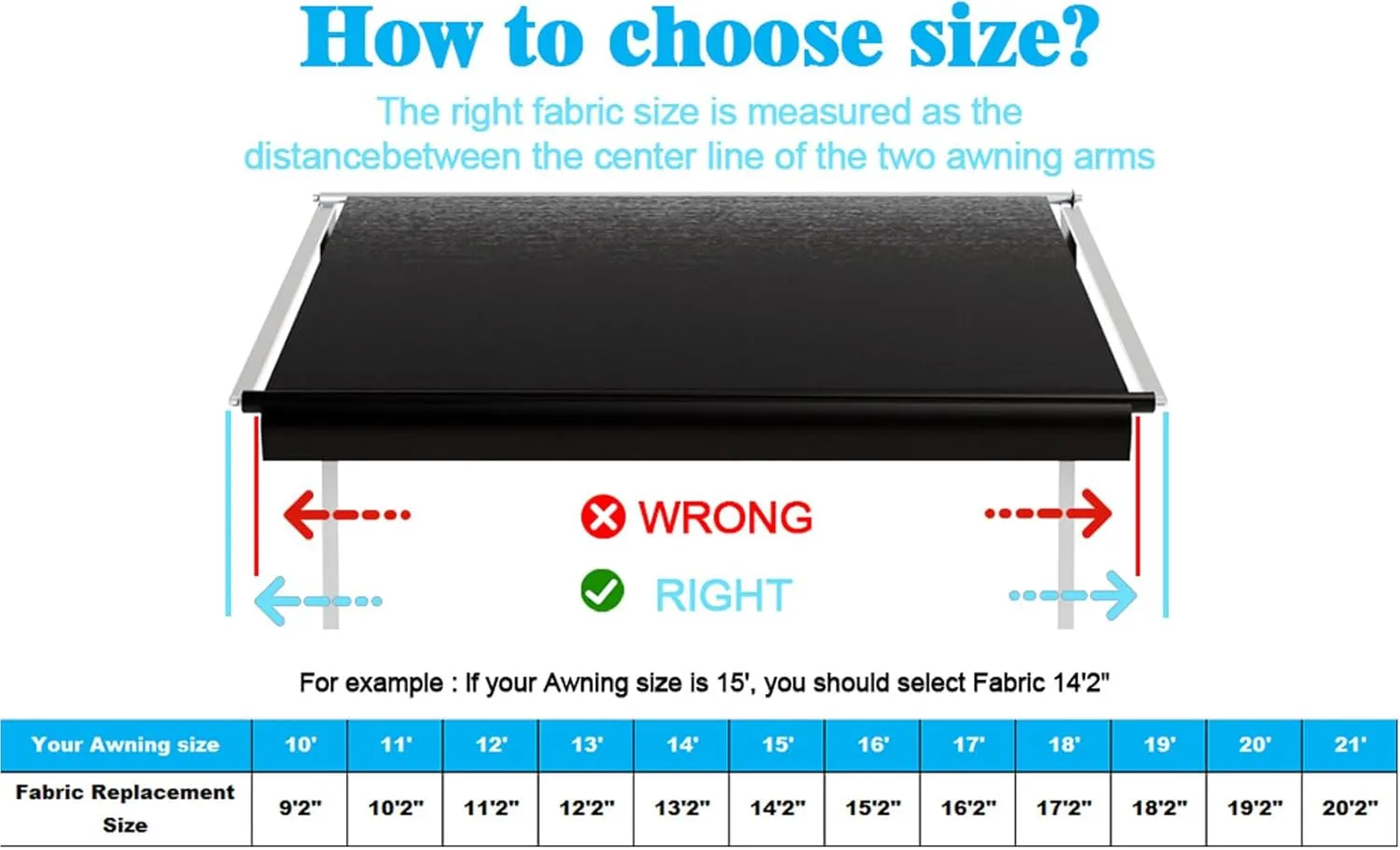 RV Awning Fabric Replacement,Camper Trailer Motorized Awning Replacement for Motorhome,Heavy Duty Weatherproof 18.5oz Outdoor Vinyl RV Canopy 11'(Fabric 10'2") Black Fade
