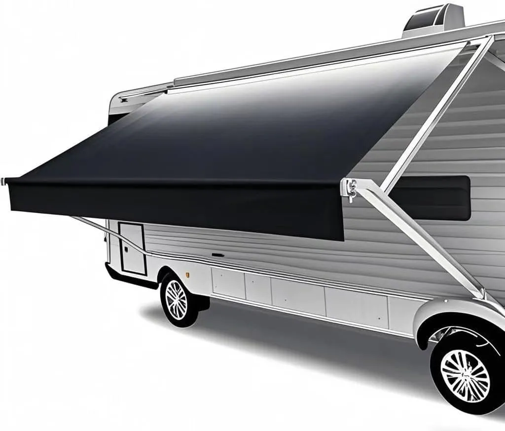 RV Awning Fabric Replacement,Camper Trailer Motorized Awning Replacement for Motorhome,Heavy Duty Weatherproof 18.5oz Outdoor Vinyl RV Canopy 11'(Fabric 10'2") Black Fade