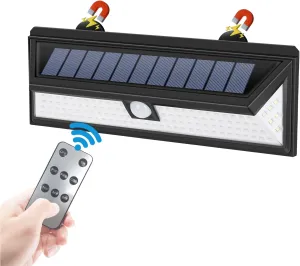 RV Magnetic Solar Lights Outdoor with Remote – 3 Lighting Modes Magnetic Motion Light Outdoor, Waterproof RV Solar Lights, for RV, Camper, Trailer, Garage Exterior Lighting