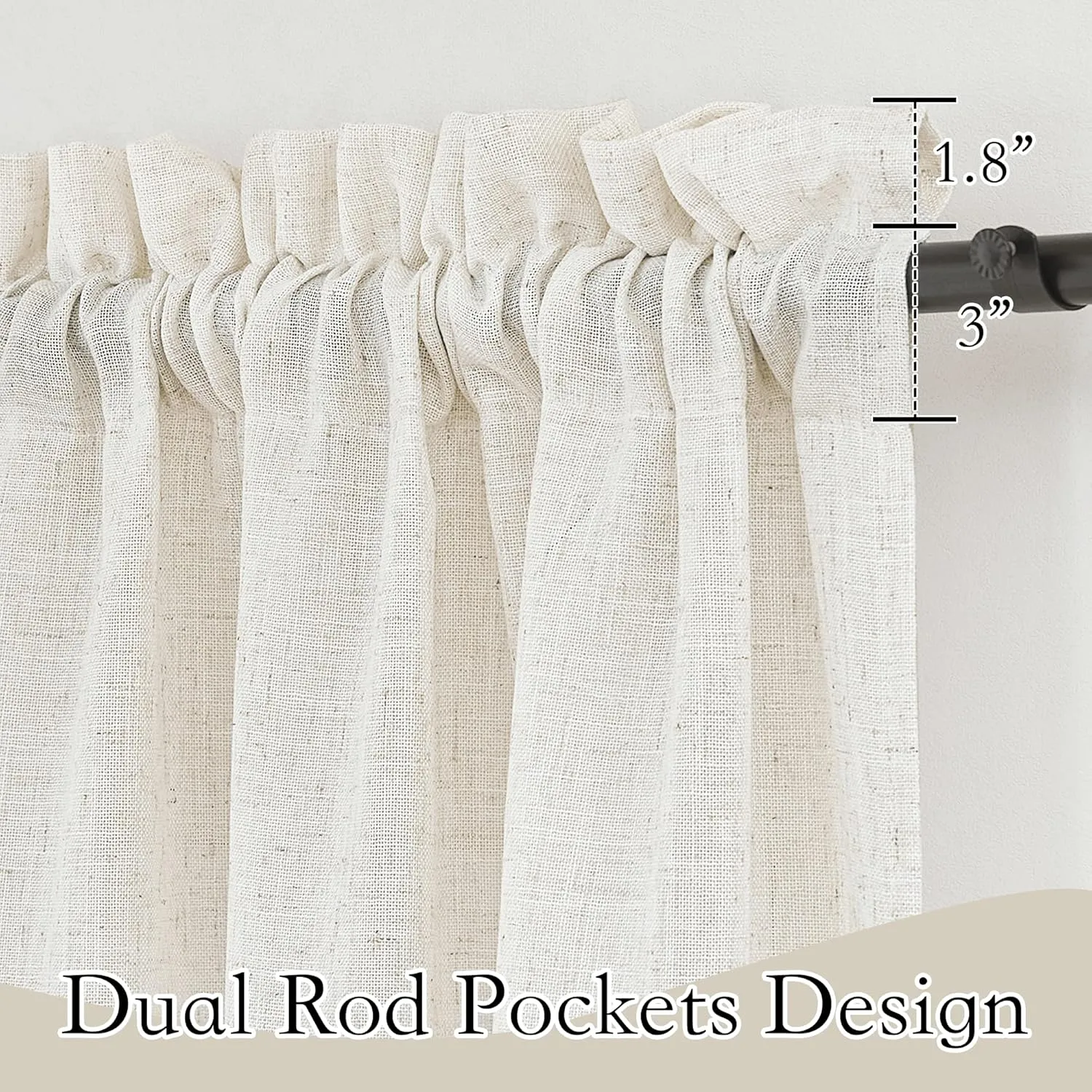RYB HOME Linen Sheer Curtains 84 inches Long, Semi Sheer Curtains for Living Room Bedroom Privacy Soften Sunlight Drapes for Farmhouse Cafe, W 52 x L 84, Linen, 2 Panels