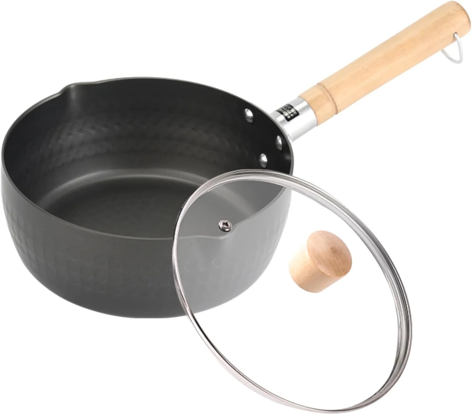 Saucepan with lid, Hard-Anodized Non-Stick Aluminum, Medium Sauce Pot - 2.5 Quart, Matte Black