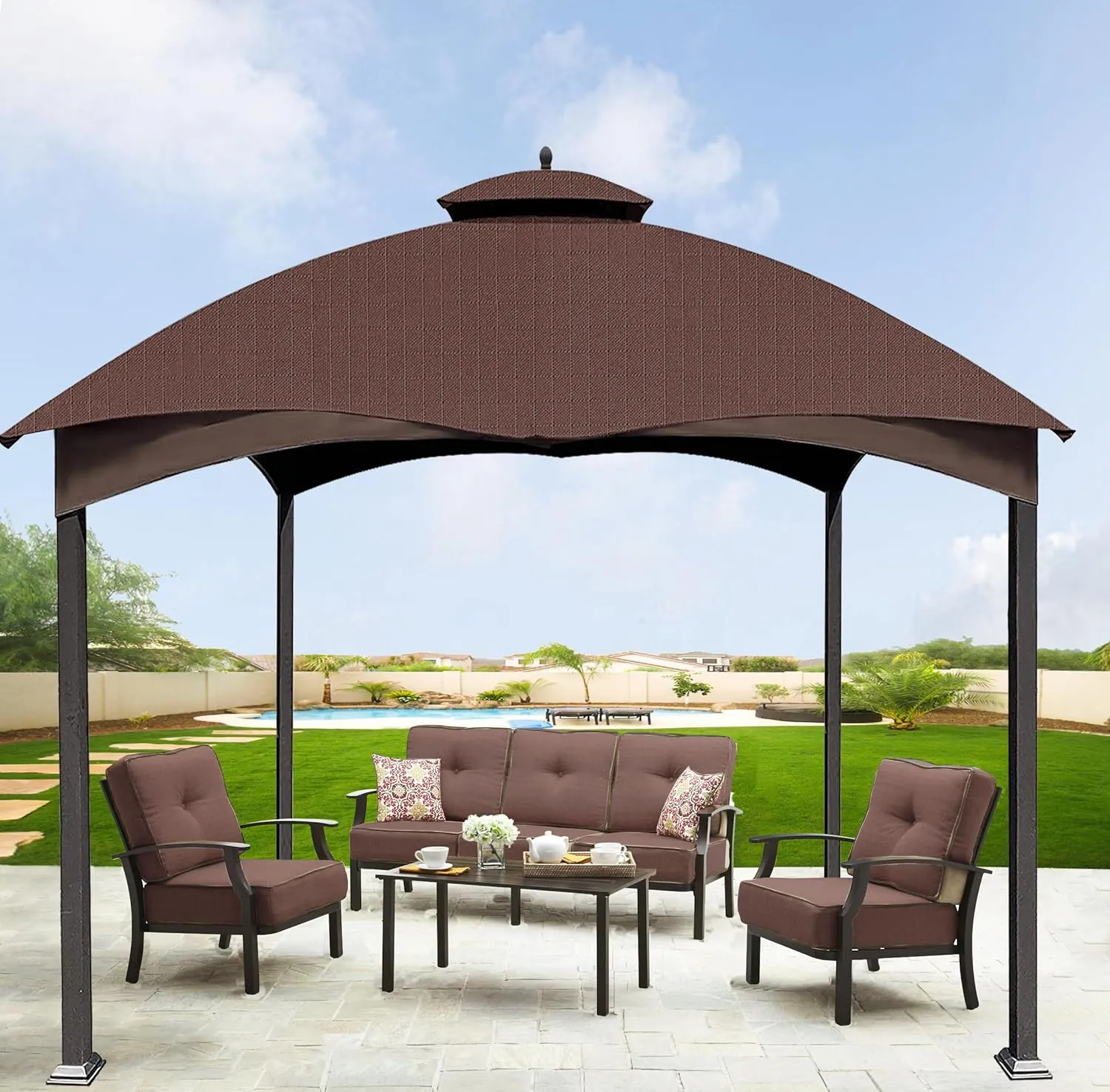 SCOCANOPY Brown Ripstop Replacement Top for Lowe's Allen Roth 10X12 Gazebo Model #GF-12S004B-1/ GF-12S004BTO