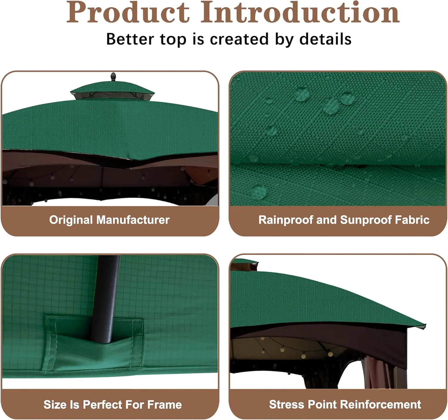 SCOCANOPY Burgundy Ripstop Replacement Cover for Lowe's Allen Roth 10X12 Gazebo Model #TPGAZ17-002C,TPGAZ17-002