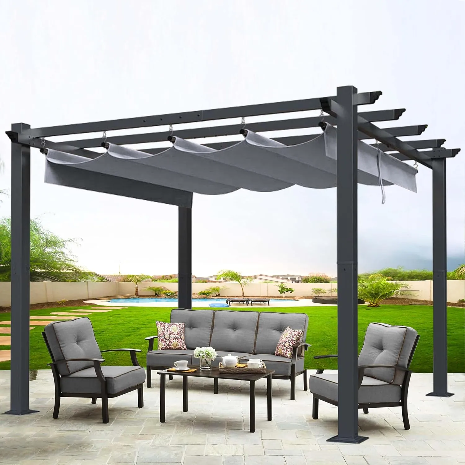 SCOCANOPY Gray Ripstop Replacement Cover Fit for Home Depot Hampton Bay Pergola # GFM00467F,GFM00469A