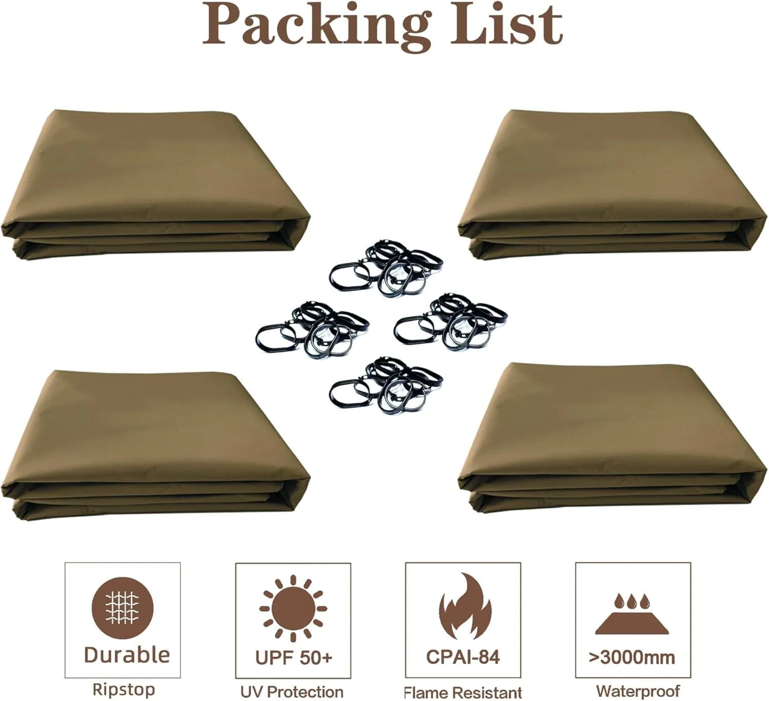 SCOCANOPY Khaki 10' x 12' Gazebo Privacy Curtain Set Fit for Lowe's Allen Roth 10X12 Gazebo Model #GF-12S004B-1 / GF-12S004BTO/ TPGAZ17-002/TPGAZ2303