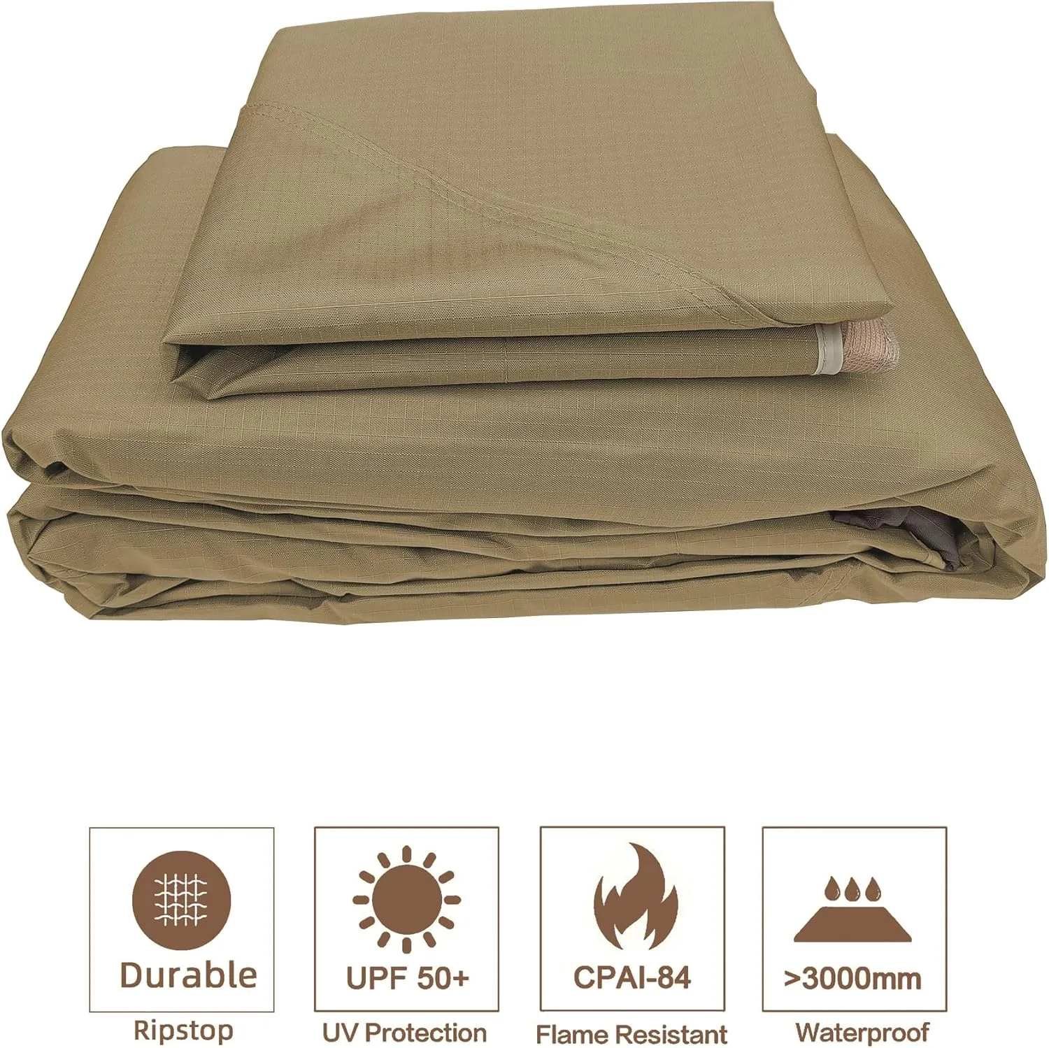 SCOCANOPY Khaki Ripstop Replacement Top for Lowe's Allen Roth 10X12 Gazebo Model #GF-12S004B-1/ GF-12S004BTO