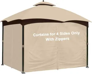 SCOCANOPY Light Beige 10' x 12' Gazebo Privacy Curtain Set for Lowe's Allen Roth 10X12 Gazebo Model #GF-12S004B-1 / GF-12S004BTO/ TPGAZ17-002/TPGAZ2303