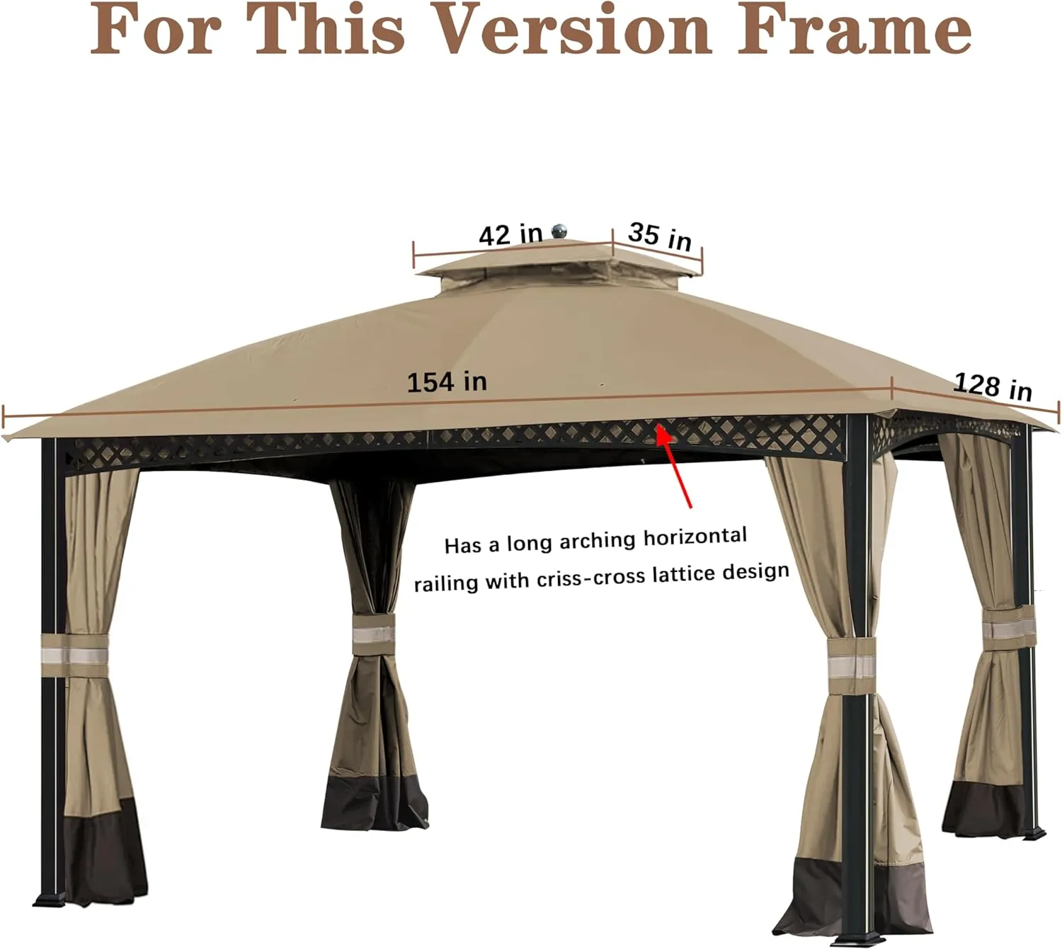 SCOCANOPY Replacement Canopy Cover for Windsor Gazebo L-GZ717PST-C, 810213583,South Hampton Gazebo L-GZ659PST,A111011500 (Khaki)