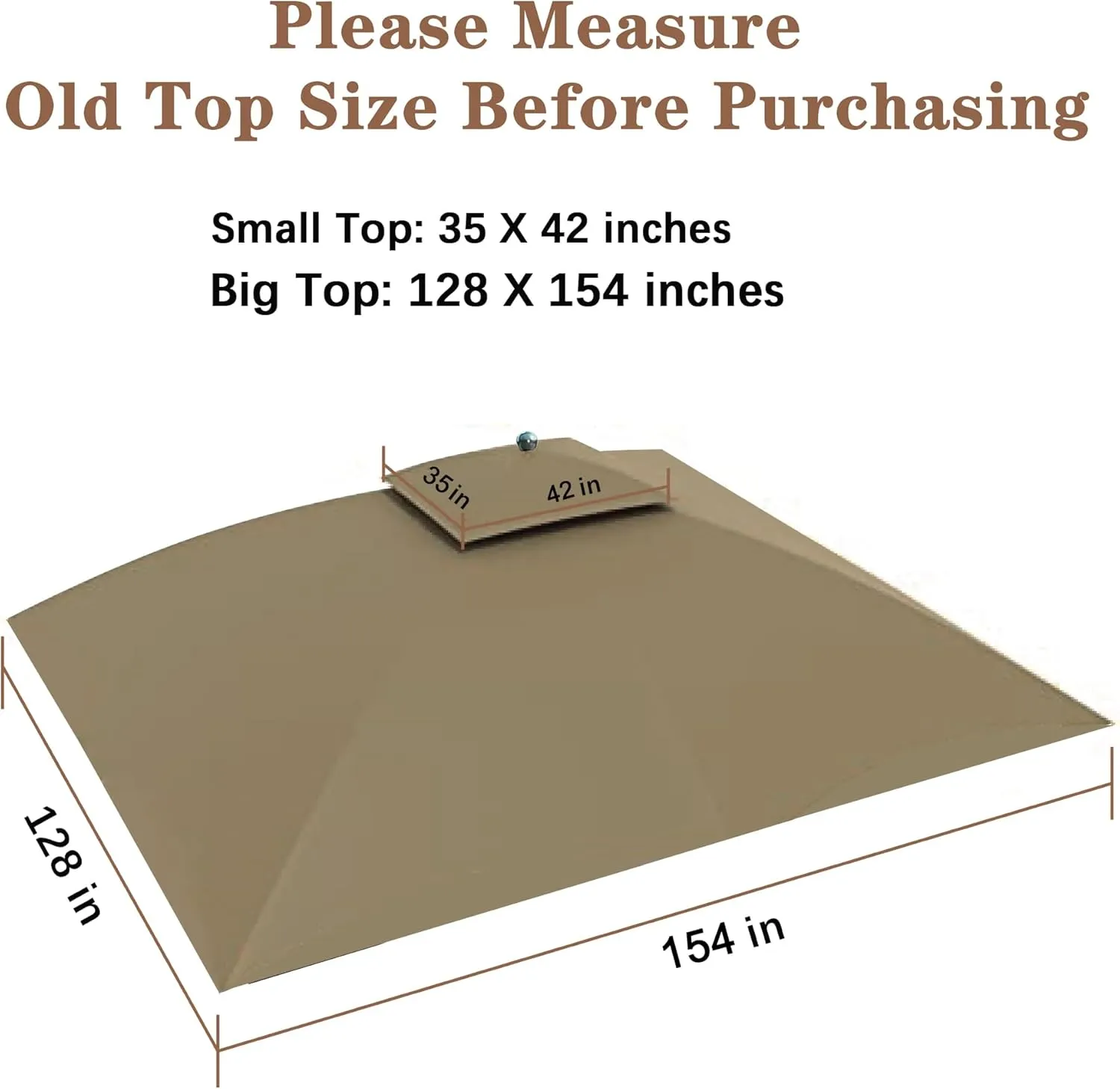 SCOCANOPY Replacement Canopy Cover for Windsor Gazebo L-GZ717PST-C, 810213583,South Hampton Gazebo L-GZ659PST,A111011500 (Khaki)