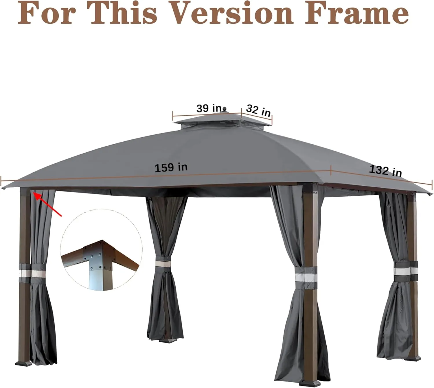 SCOCANOPY Replacement Cover Fit for 10X12 Ft Eagle Brooke Soft Top Gazebo Model A101007600, A101007603, A101007604,(Gray)