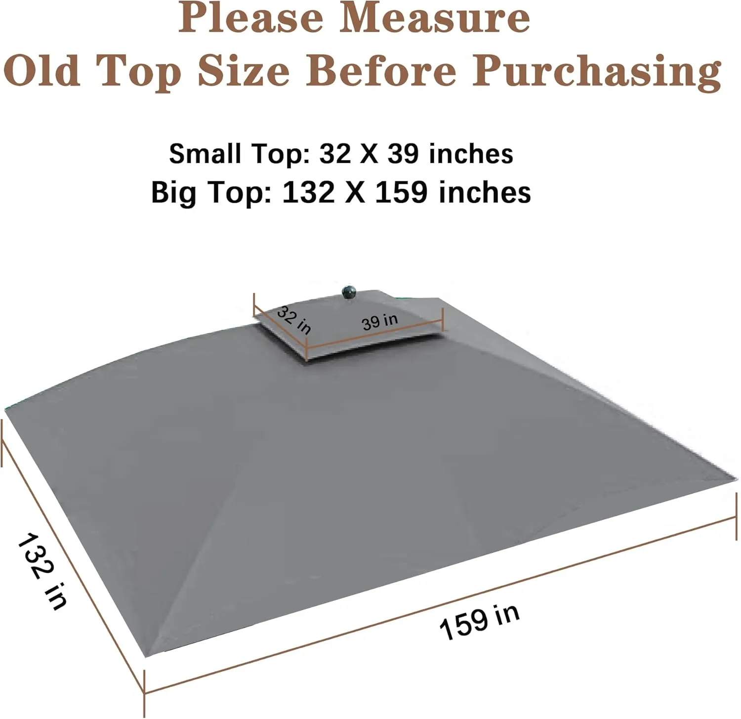 SCOCANOPY Replacement Cover Fit for 10X12 Ft Eagle Brooke Soft Top Gazebo Model A101007600, A101007603, A101007604,(Gray)