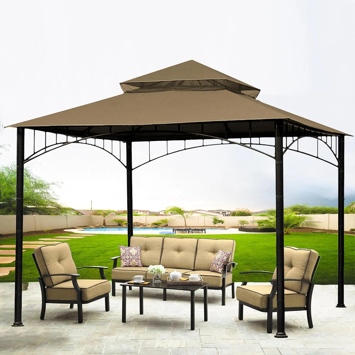 SCOCANOPY Replacement roof for Target Madaga Gazebo Model L-GZ136PST,(Khaki)