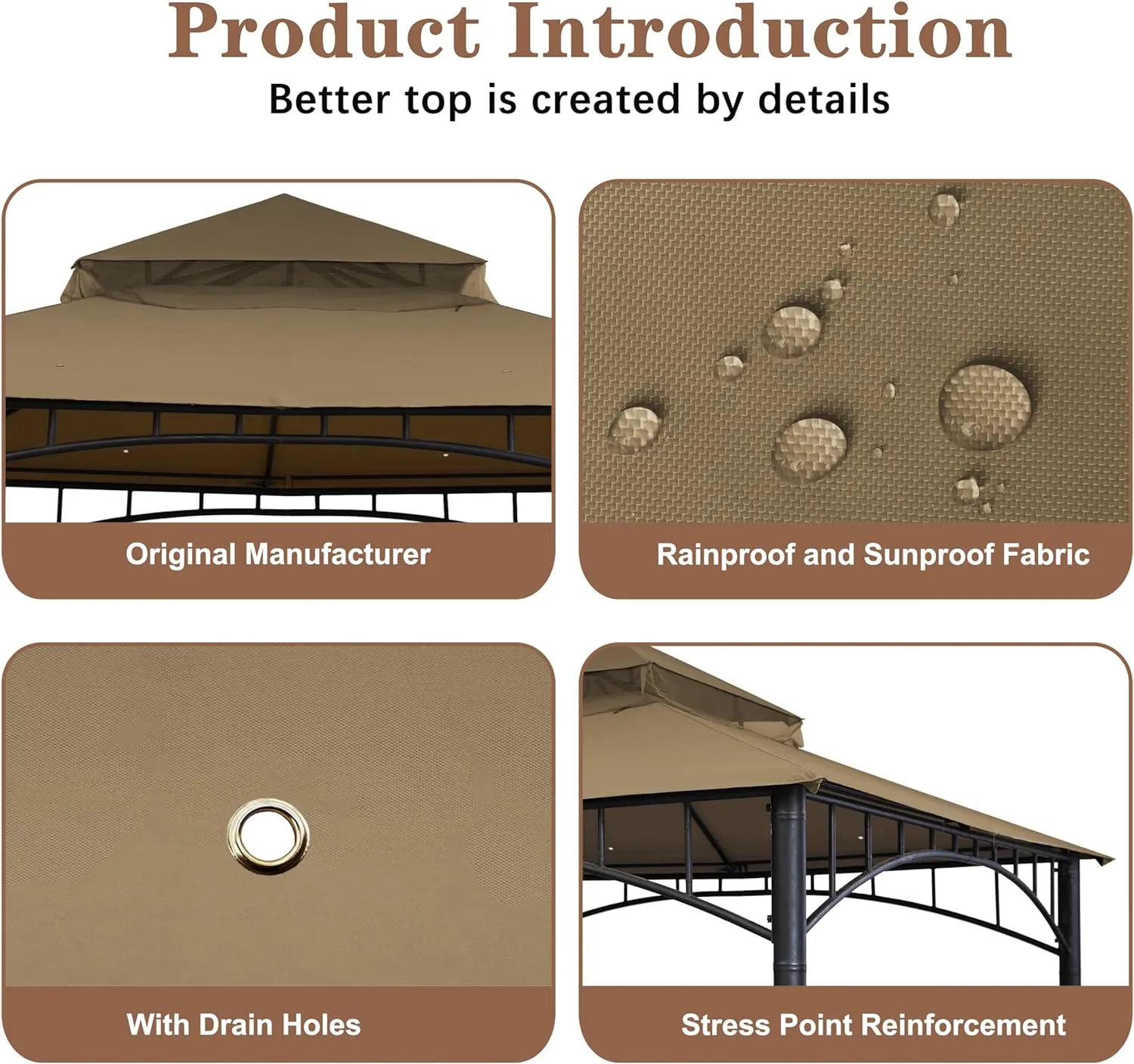 SCOCANOPY Replacement roof for Target Madaga Gazebo Model L-GZ136PST,(Khaki)