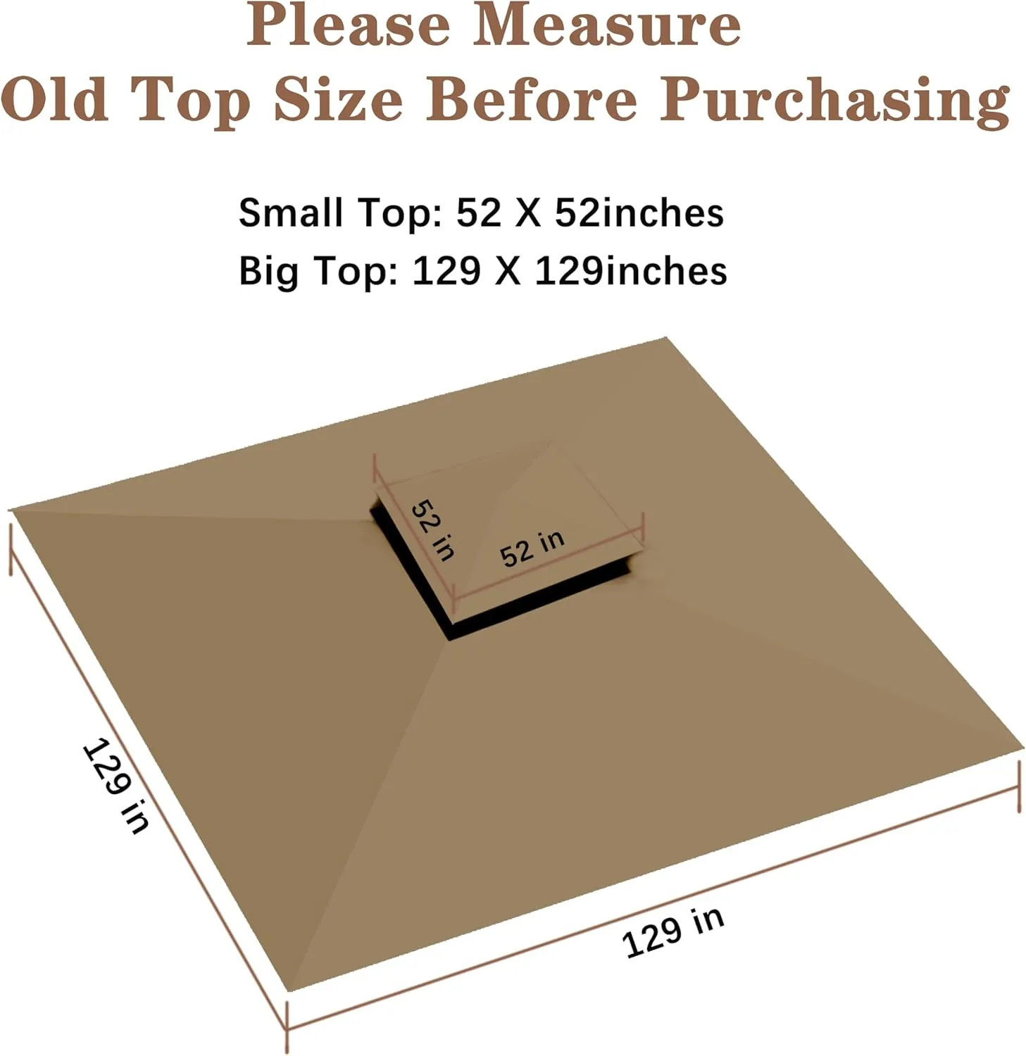 SCOCANOPY Replacement roof for Target Madaga Gazebo Model L-GZ136PST,(Khaki)