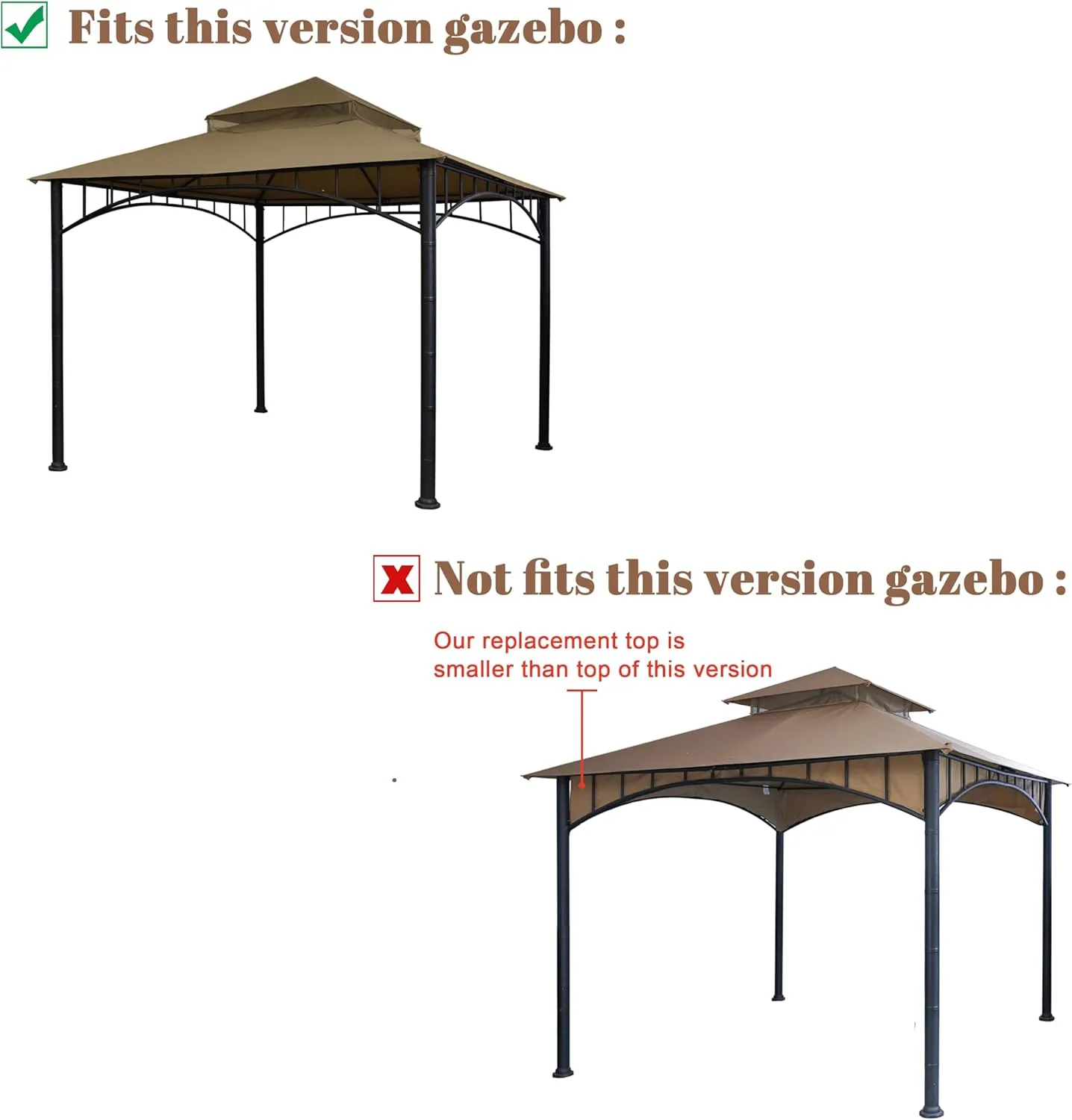 SCOCANOPY Replacement roof for Target Madaga Gazebo Model L-GZ136PST,(Khaki)