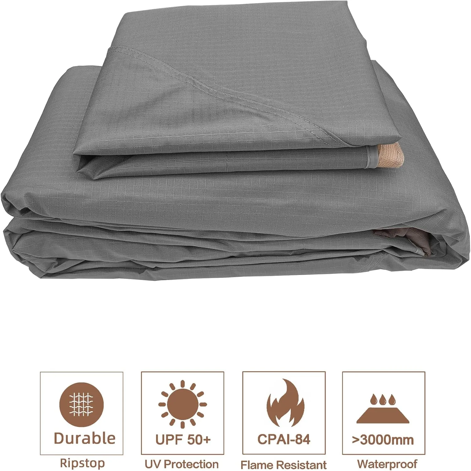 SCOCANOPY Replacement Top for The Lowe's Gazebo Model #GF-12S004B-1 / GF-12S004BTO (Grey Ripstop)