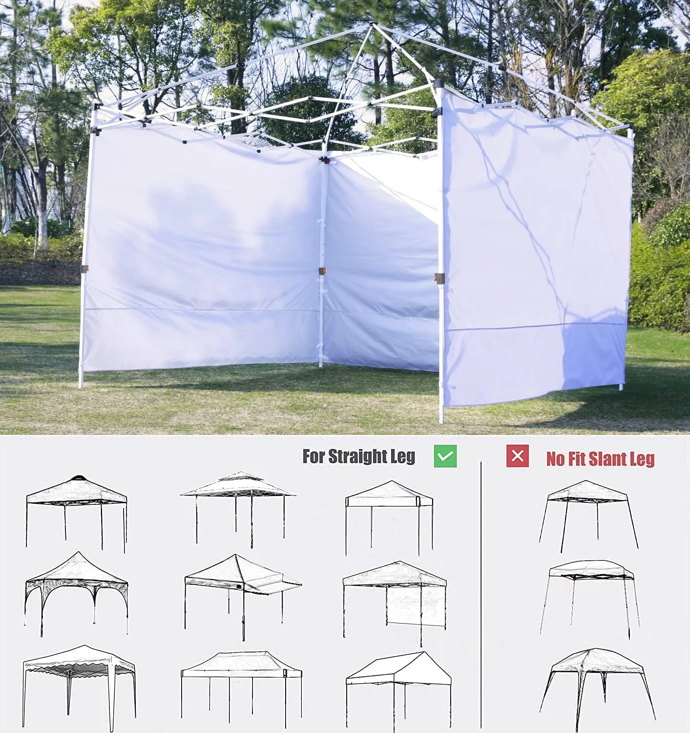 SCOCANOPY SideWall for 12x12ft Canopy Frame, 3 Pack SunWalls Only,(White)