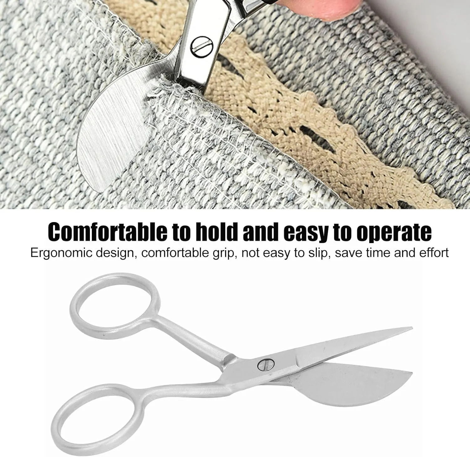 Septpenta Tufting Carpet Shears, Lightweight Portable 4.7in Stainless Steel Duckbill Applique Blade Scissors, Versatile Carpet Shears, Hairball Trimming Shears, Carpet Cutter Tools(Silver)