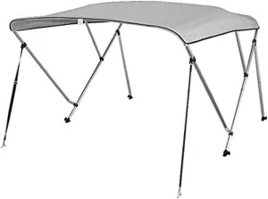 SereneLife 3 Bow Bimini Top Boat Cover – 72'' x 85-90'' x 46'', Durable 1" Aluminum Frame, Waterproof & UV-Resistant, Easy Install with Front Straps, Rear Support Arms & Free Storage Boot (Gray)