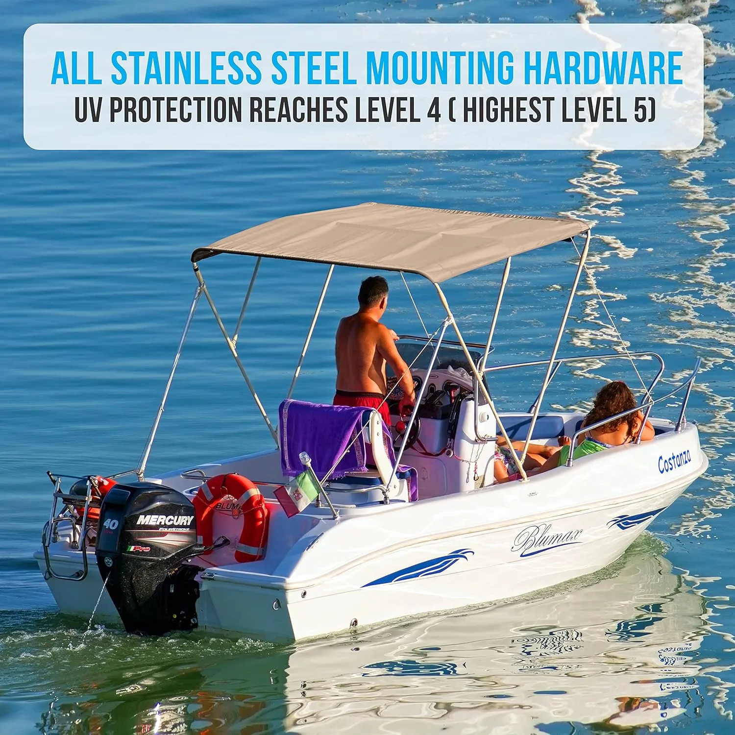 SereneLife Waterproof Boat Bimini Top Cover