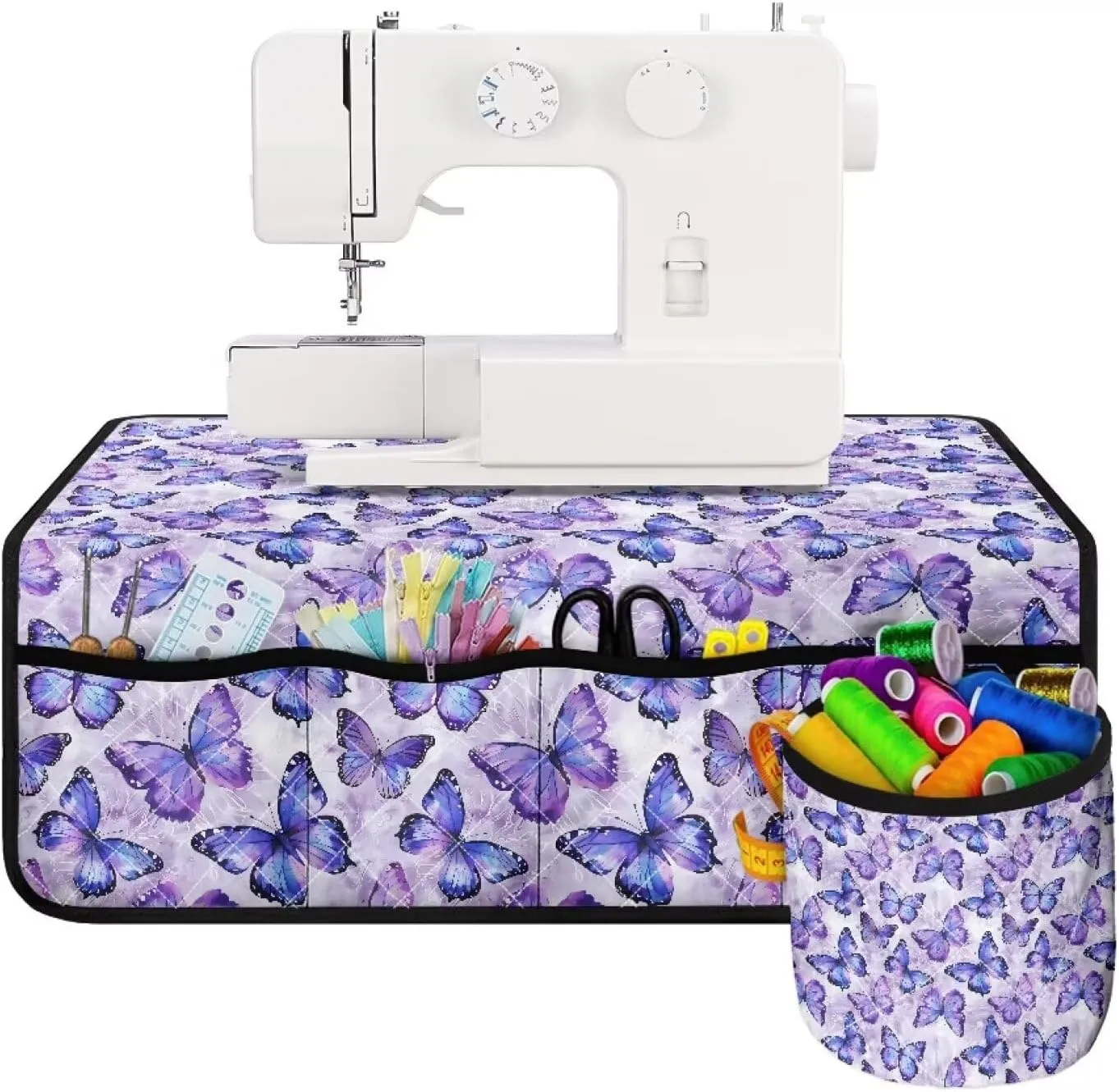 Sewing Machine Table Pad, Butterfly Sewing Machine Carry Case for Table with Pockets Protective Mats Fits Most Standard Household Sewing Machines