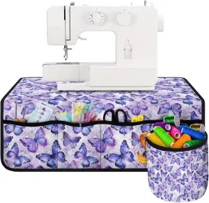 Sewing Machine Table Pad, Butterfly Sewing Machine Carry Case for Table with Pockets Protective Mats Fits Most Standard Household Sewing Machines