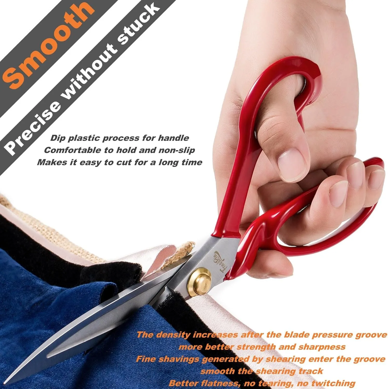 Sewing Scissors Professional 10 inch Heavy Duty Fabric Shears for Tailoring Leather Cloth Red Industrial Strength High Carbon Steel Tailor Shears for Home Office Dressmakers