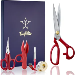 Sewing Scissors Professional 10 inch Heavy Duty Fabric Shears for Tailoring Leather Cloth Red Industrial Strength High Carbon Steel Tailor Shears for Home Office Dressmakers