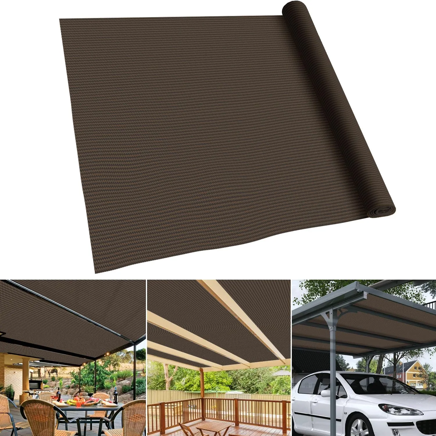 Shade Fabric Roll 6' x 25' UV Block Canopy Cloth Sunshade Cover for Outdoor Backyard Garden Greenhouse Patio Deck Pergola, Brown