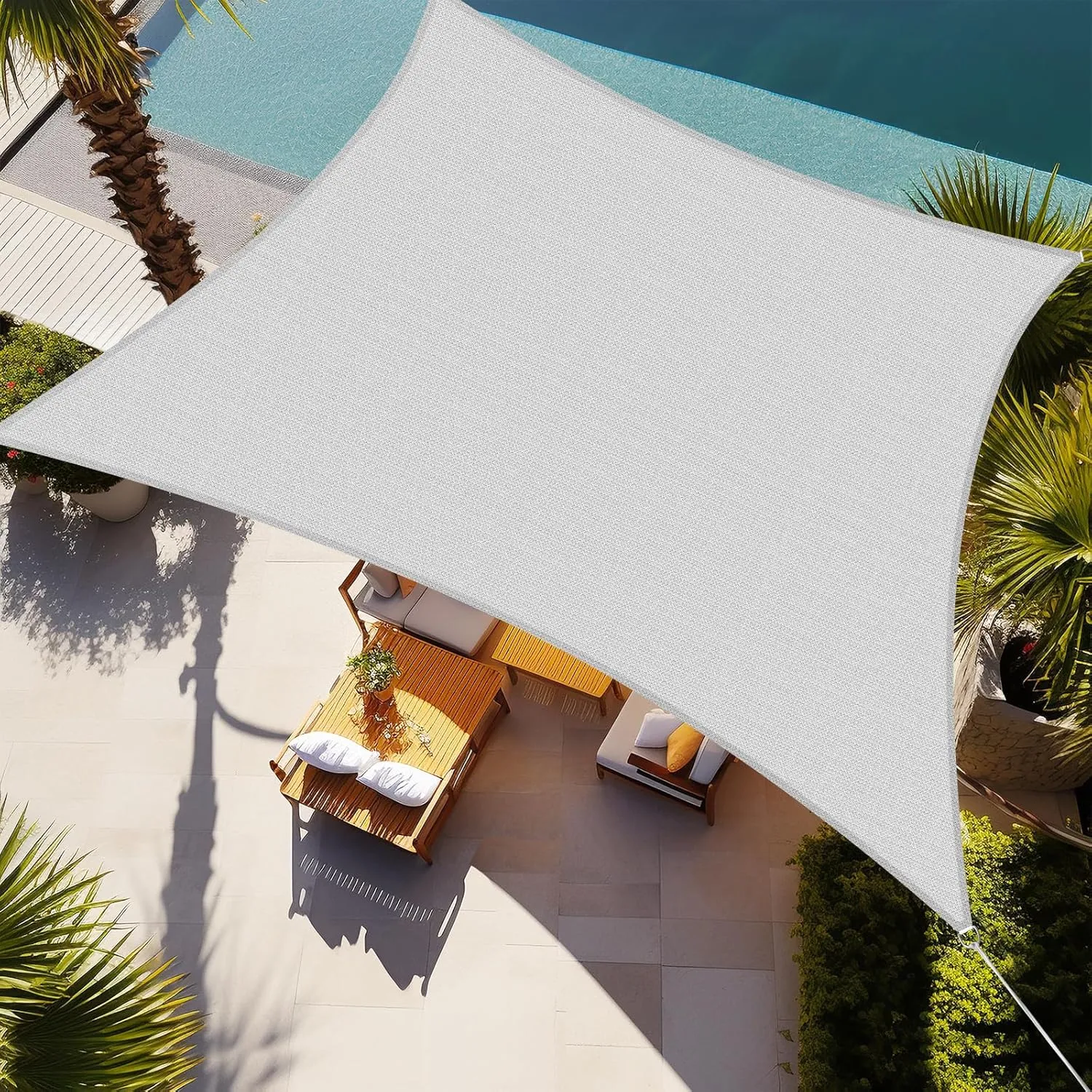 Shade&Beyond Sun Shade Sail 10'x10' Square Canopy Sail Sunshade UV Block for Patio Yard Backyard Light Grey, (We Make Custom Size)