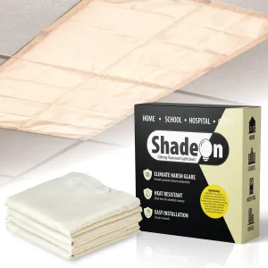 ShadeOn Fluorescent Light Covers for Ceiling Lights (4-Pack) - 2x4 ft Magnetic Light Covers for Ceiling Lights Classroom - Office Light Covers for Fluorescent Lights - Calm White