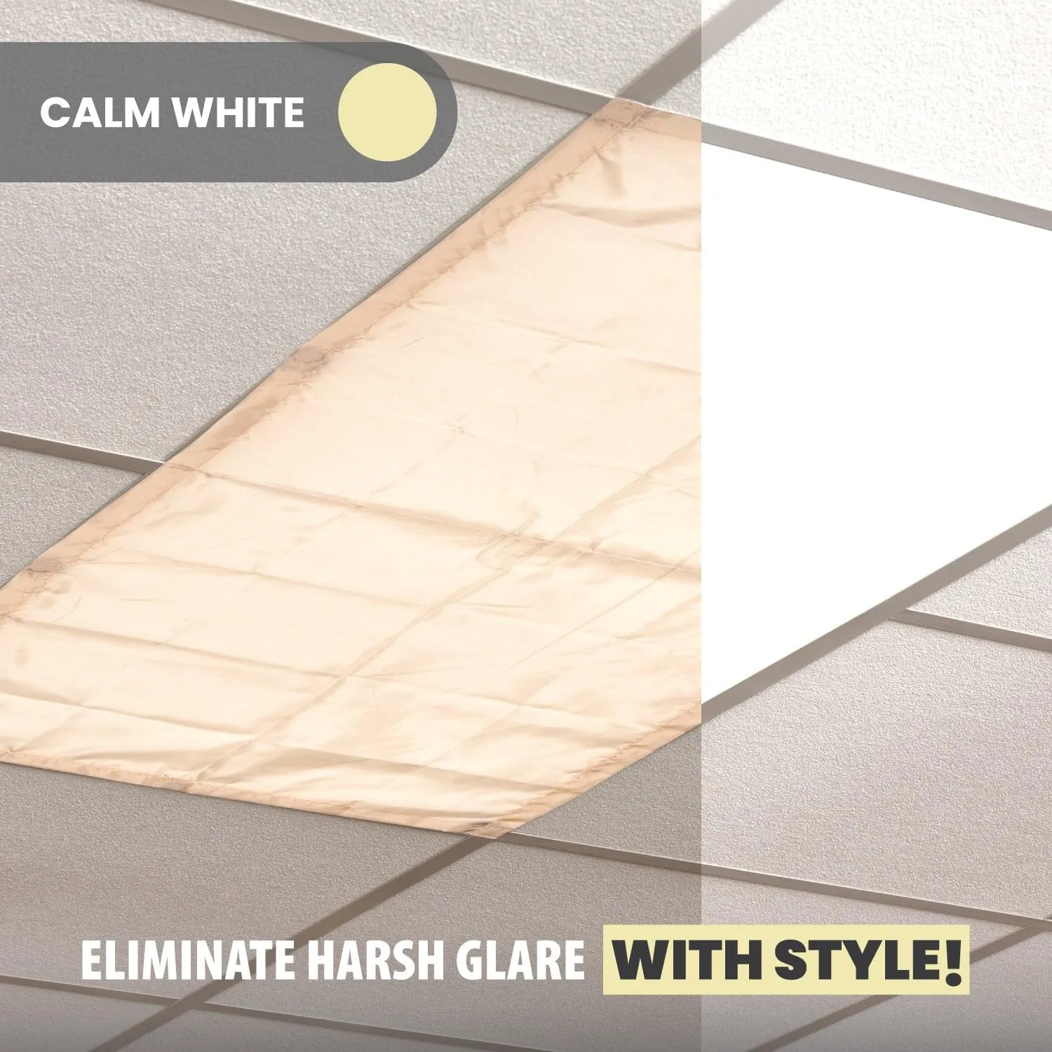 ShadeOn Fluorescent Light Covers for Ceiling Lights (4-Pack) - 2x4 ft Magnetic Light Covers for Ceiling Lights Classroom - Office Light Covers for Fluorescent Lights - Calm White
