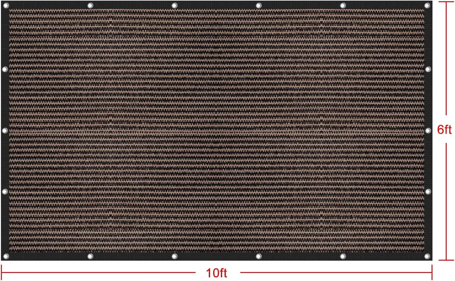 Shatex 90% Sun Shades for Patios 6X 10ft Shade Fabric Sun Shade Cloth Taped Edge with Grommets Sun-Block Mesh Shade for Pergola Cover Canopy Mocha, 12 Bungee Balls