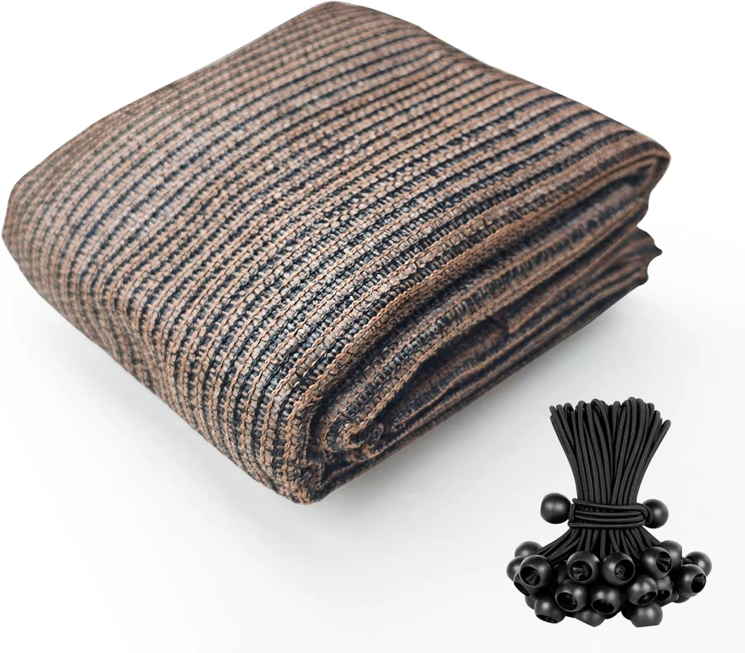 Shatex 90% Sun Shades for Patios 6X 10ft Shade Fabric Sun Shade Cloth Taped Edge with Grommets Sun-Block Mesh Shade for Pergola Cover Canopy Mocha, 12 Bungee Balls