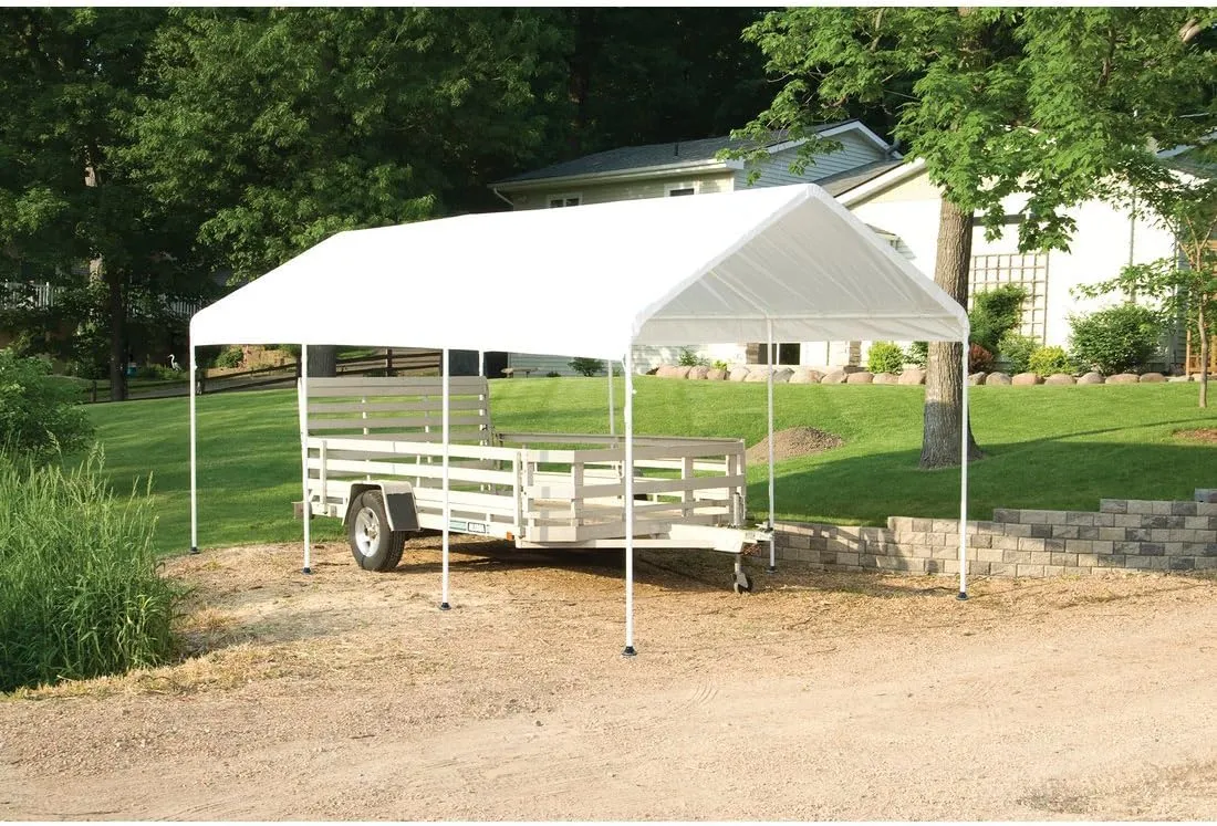 ShelterLogic 10' x 20' MaxAP Canopy Series Compact Outdoor Easy to Assemble Steel Metal Frame Canopy with 50  UPF Sun Protection and Waterproof Cover, white (23522)