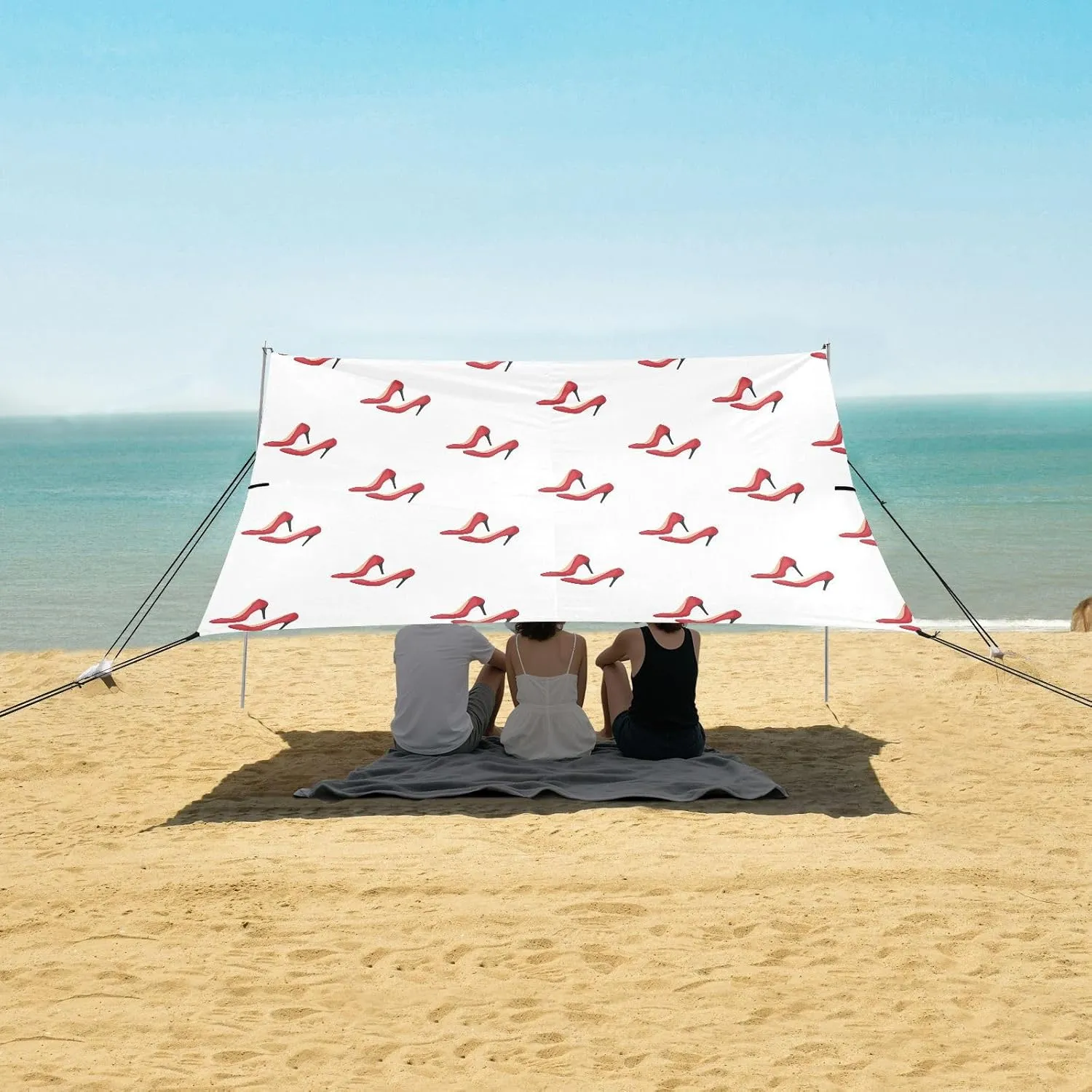 Shoes with Stiletto Heel Beach Canopy Tent Anti-UV & Wind Resistant, Camping Sun Shelter Easy Setup Portable,Outdoor Shade Tents with Sandbags,Sand Shovels,Ground Pegs & Stability Poles