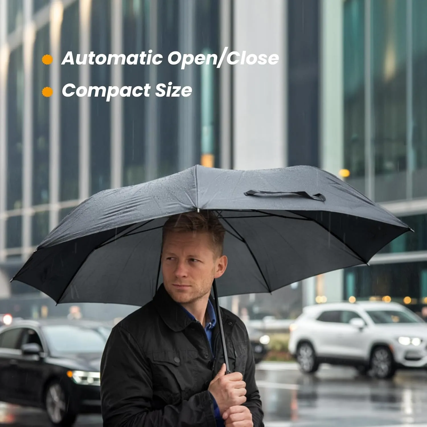 SIEPASA Windproof Travel Compact Umbrella-Automatic Umbrellas for Rain-Compact Folding Umbrella, Travel Umbrella Compact, Windproof Umbrellas for Men Women Teenage.(Black, 54 Inch)