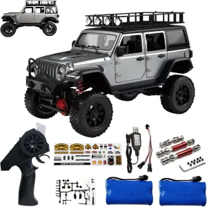 Skymaker MN128 1/12 RC Car 4WD Crawler 2.4G Remote Control LED Light 4X4 Off Road Climbing Car RC Crawler Gift for Adults Silver