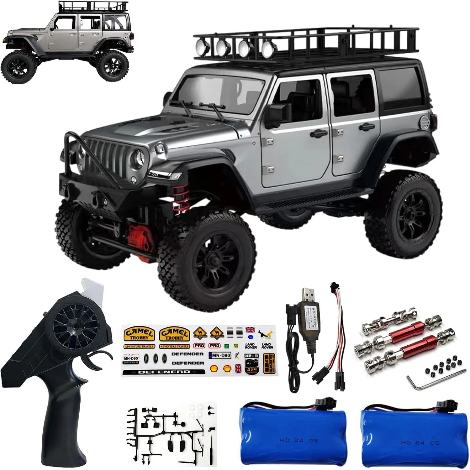 Skymaker MN128 1/12 RC Car 4WD Crawler 2.4G Remote Control LED Light 4X4 Off Road Climbing Car RC Crawler Gift for Adults Silver