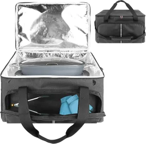 Slow Cooker Carrying Bag, Dutch Oven Storage Bag, Steamer Bag Compatible with Ninja Foodi Possible Cooker Pro MC1000, MC1001, with Handle and Shoulder Strap, Hard Bottom Pad - Dark Grey