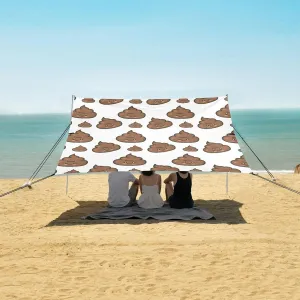 Small Cute Poop Pattern Beach Canopy Tent Anti-UV & Wind Resistant, Camping Sun Shelter Easy Setup Portable,Outdoor Shade Tents with Sandbags,Sand Shovels,Ground Pegs & Stability Poles