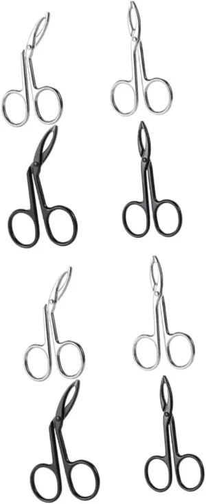 SOIMISS 2sets 4 Pcs Stainless Steel Eyebrow Scissor Tweezers Precision Trimming Shaping Tools for Removal Curved Straight Designs Portable for Women 4pcs*2