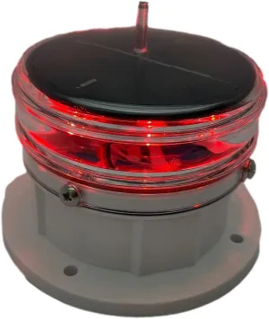 Solar Dock Warning Light 360 Degree - Super Bright Waterproof LED Light for Marine Applications - Constant On or Flashing (RED)