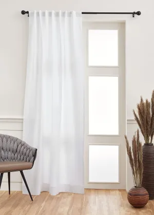Solino Home Cotton Linen White Curtain 120 Inches Long - 2 in 1 Hanging Style with Rod Pocket and Hidden Tab - 52 x 120 Inch Curtain for Living Room, Bedroom, Indoor, Outdoor