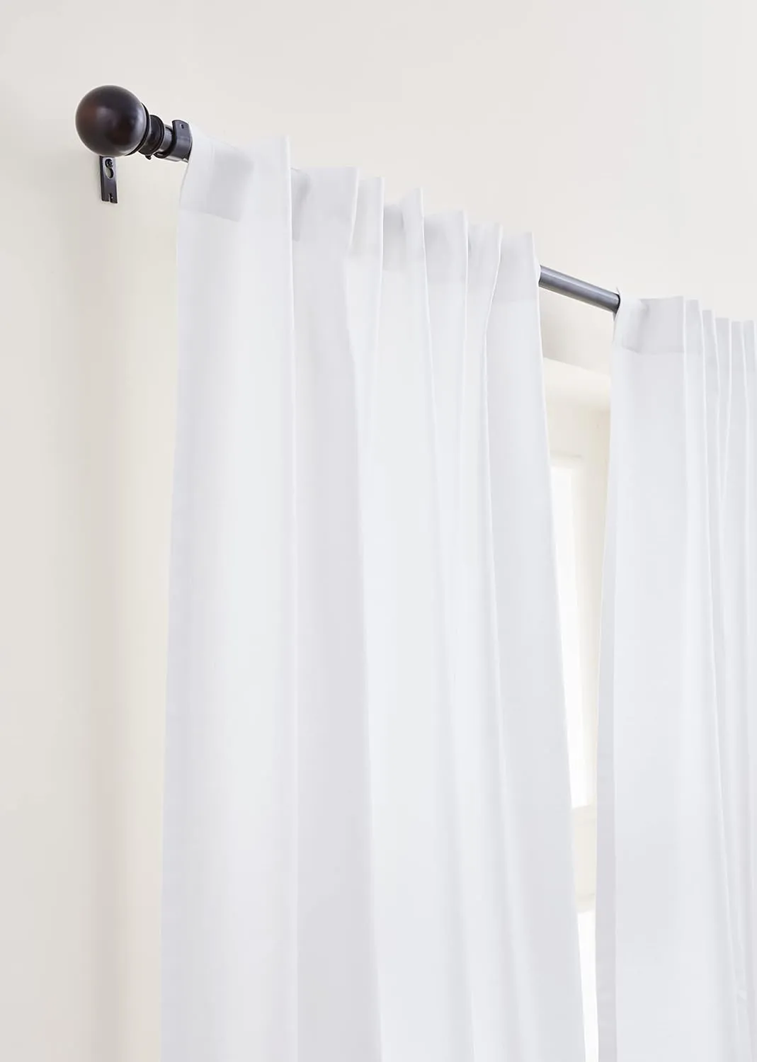 Solino Home Cotton Linen White Curtain 120 Inches Long - 2 in 1 Hanging Style with Rod Pocket and Hidden Tab - 52 x 120 Inch Curtain for Living Room, Bedroom, Indoor, Outdoor
